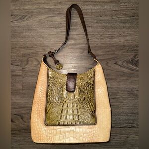 Brahmin Leather Croc Embossed Vintage Tabitha Shoulder Crossbody Tri Color